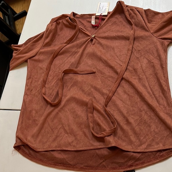 Raga size small brown faux suede long sleeve peasant style NWOT - Picture 5 of 12